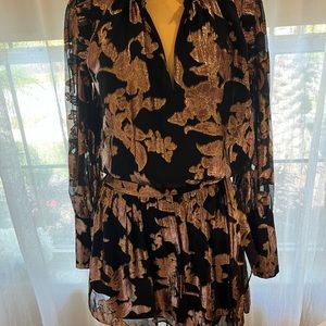 Elegant Black and Gold Floral Dress